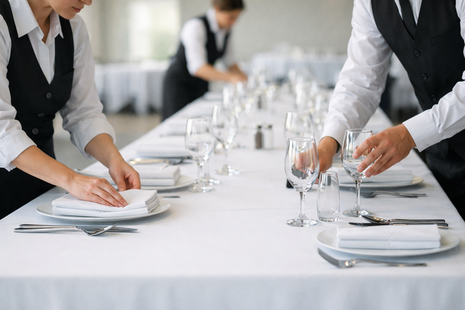 Etkinlik öncesi sade bir sofra kurulumu